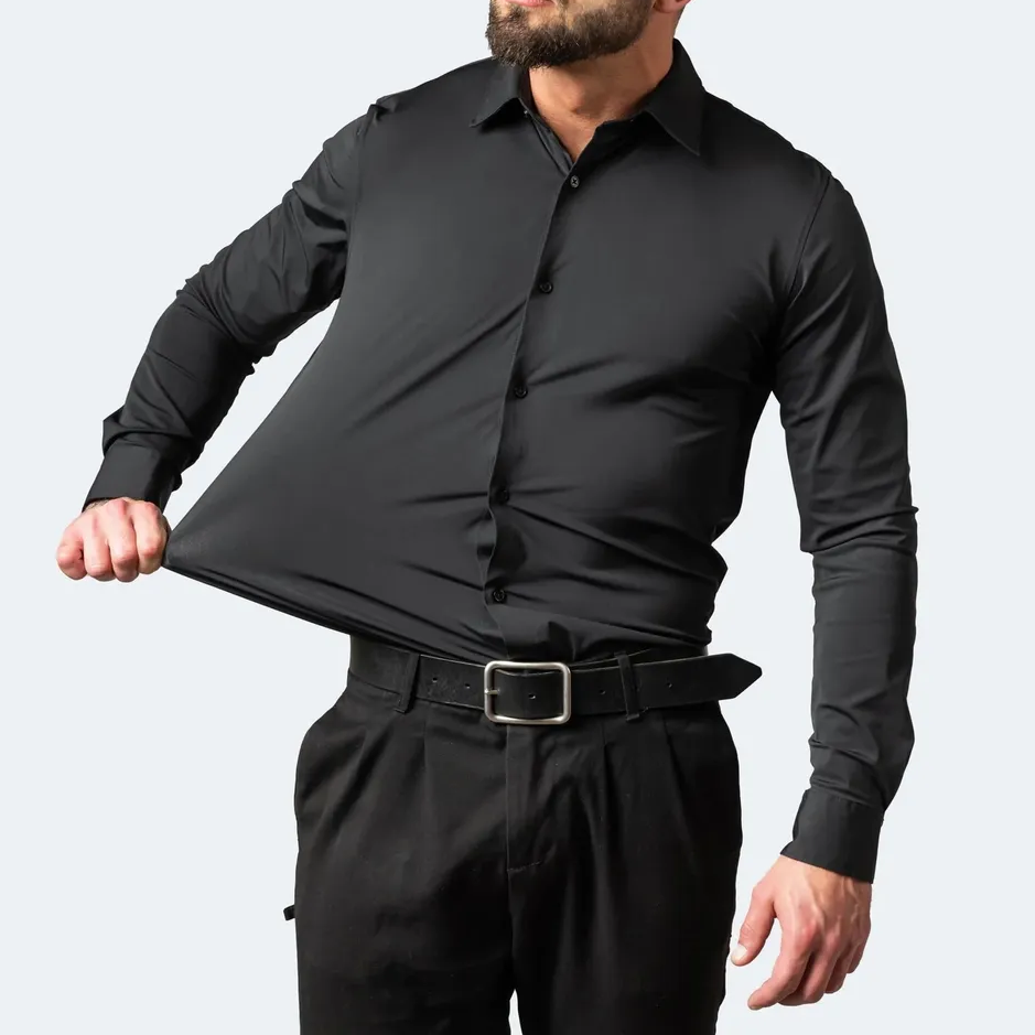 Men's Solid Long Sleeve Stretch Dress Shirts